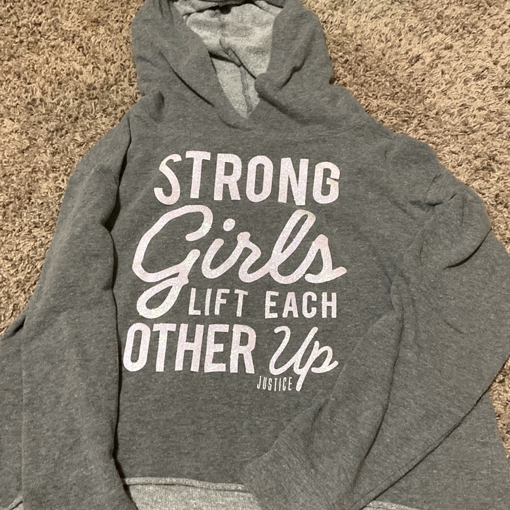 Girls Justice Gray Cropped Hoodie